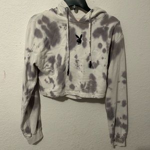 Playboy tie dye crop hoodie